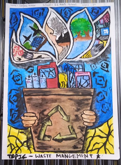 3rs Recycle Poster Drawing, Poster On Waste Management, Solid Waste Poster, Electronic Waste Poster, Waste Management Drawing, Proper Waste Management Poster, Proper Waste Disposal Poster, Reuse Reduce Recycle Poster Ideas, Solid Waste Management Poster