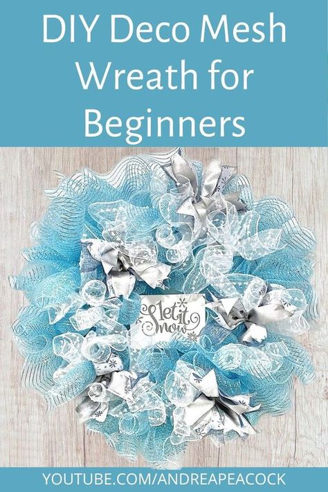 Diy Deco Mesh Wreath Tutorial, Pretty Ribbon Bows, Easy Mesh Wreath, Deco Mesh Christmas Wreaths Diy, Santa Wreath Diy, Winter Mesh Wreath, Deco Mesh Wreath Tutorial, Ribbon Wreath Tutorial, Deco Mesh Bows