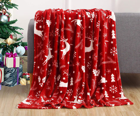 Elegant Comfort Luxury Velvet Super Soft Christmas Prints Fleece Blanket-Holiday Theme Home Décor Fuzzy Warm and Cozy Throws for Winter Bedding, Couch and Gift, 50 x 60 inch, Burgundy Reindeer Christmas Throw Blanket, Winter Bedding, Christmas Blanket, Christmas Throws, Plush Throw Blankets, Christmas Blankets, Cozy Throws, Print Blanket, Blanket Gift