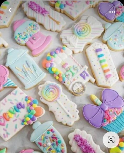 Candy Cookies Decorated, Candyland Theme, Cookie Birthday Party, Flooding Cookies, Crazy Cake, Candy Land Birthday Party, 8 Birthday, Kylie Makeup, Iced Sugar Cookies