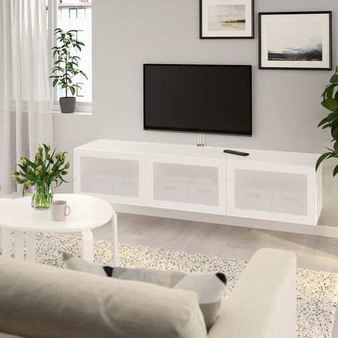 Besta Tv Bank, Ikea Tv Stand, White Tv Unit, Floating Tv Unit, Tv Bank, White Tv Stands, Sala Tv, Modern Tv Units, Tv Bench