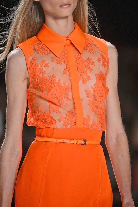 Carolina Herrera Spring 2013 Orange Fashion, Shades Of Orange, Orange Dress, Carolina Herrera, Look Chic, Fashion Details, Fashion Week Spring, Karl Lagerfeld, High Fashion