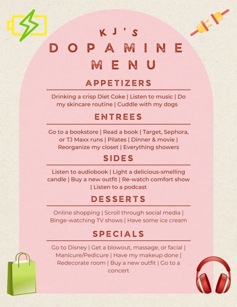 Dopamine Menu Ideas, Wellness Era, Planning 2023, Menu Project, Happy Brain, Life Binder, Appetizer Menu, Buy Candles, Mental Health Support