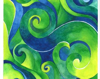 Furniture Colors, Waves Abstract, Painted Furniture Colors, Abstract Waves, Abstract Decor, Abstract Watercolor Painting, Watercolor Abstract, Painting Modern, Color Pencil Art