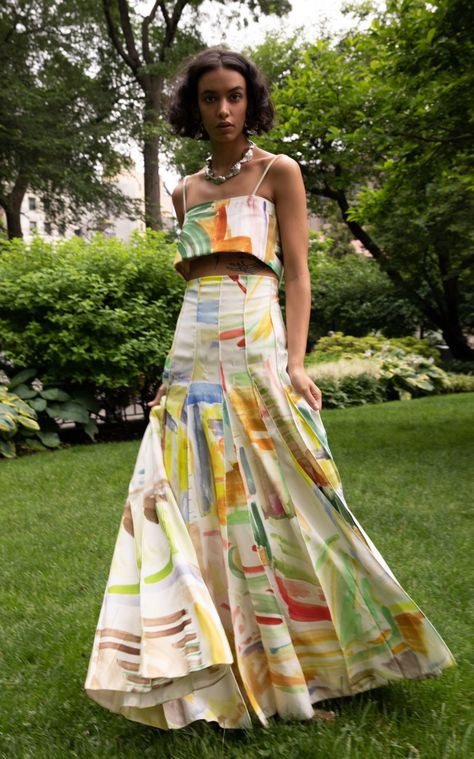 Moda Operandi Resort 2020 Rosie Assoulin - Pleated Printed Cotton-Poplin Maxi Skirt Tea Party Dress For Women, Resort Outfits, Europe 2024, Cotton Poplin Top, Spring Styles, Resort 2020, Populaire Outfits, Rosie Assoulin, Elegante Casual