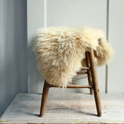 Inspiration | Hides & Sheepskin at Cox & Cox Sheepskin Stool, White Sheepskin Rug, Smart Tiles, Sheepskin Throw, Casa Vintage, Sheep Skin, Wooden Stools, Sheepskin Rug, Floor Rugs