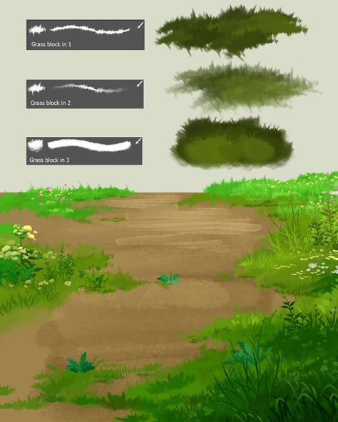 Devin Elle Kurtz, Grass Painting, Concept Art Tutorial, Digital Painting Techniques, Digital Art Beginner, Landscape Concept, Background Drawing, Plant Painting, Digital Painting Tutorials