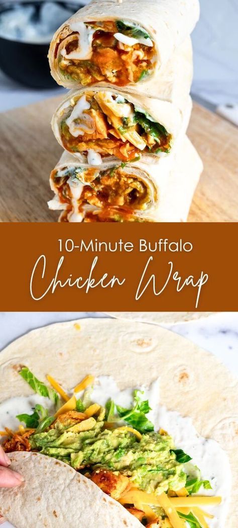 10-Minute Buffalo Chicken Wrap: Easy Recipe Microwave Chicken Recipes, Appetizer Wraps, Buffalo Chicken Wrap, Pressure Cooker Recipes Chicken, Wraps Recipes, Pin Wheels, Easy Buffalo Chicken, Buffalo Chicken Wraps, Sandwhich Recipes