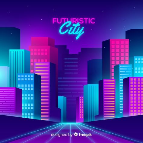 Futuristic City Background, Technology City, Neon City, Christmas Campaign, City Background, Vector Free Download, Futuristic City, Future City, Smart City