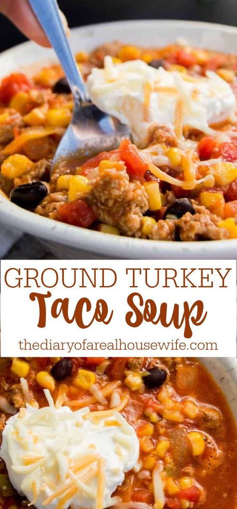 Ground Turkey Taco Soup, Recipe Ground Turkey, Turkey Taco Soup, Turkey Tacos Recipes, Turkey Wrap, Ground Turkey Soup, Healthy Turkey Recipes, Ground Turkey Recipes Healthy, Ground Turkey Tacos