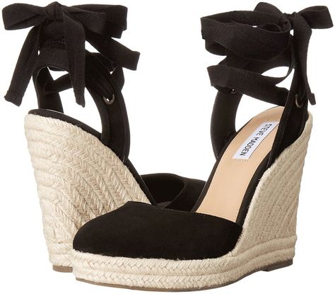 Steve Madden Wedge Sandals, Suede Shoes Women, Black Lace Up Shoes, Black Wedge Shoes, Skechers Go Walk, Espadrille Flats, Shoes Steve Madden, Latest Shoe Trends, Ankle Strap Shoes