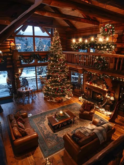 Christmas Cabin Aesthetic, Christmas Lodge, Christmas Cabin, Pink Xmas, Dream Life House, Cabin Christmas, Christmas Mantel Decorations, Christmas Decorations Living Room, Log Cabin Homes