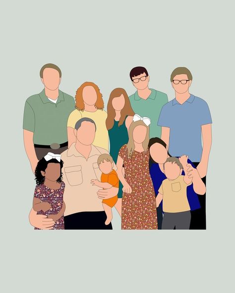 Family Portrait Drawing, Portraits Illustrés, Family Portrait Painting, Memorial Portrait, Angel Halo, Custom Portrait Illustration, Family Drawing, Faceless Portrait, Face Illustration