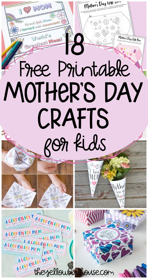 18 Free printable Mother's Day crafts for kids to make. Last minute Mother's Day ideas. Printable crafts to make for mom or grandma. Easy DIY gifts for kids to make for mom. Free Mother's Day printables for kids. Last minute DIY Mother's Day crafts. Mother's Day Gifts From Kids, Mother's Day Crafts For Kids, Diy Father's Day Cards, Scratch Book, Easy Mother's Day Crafts, Diy Mother's Day Crafts, Monochrome Makeup, Mother's Day Projects, Gifts From Kids