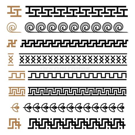 Greek motives vector symbols borders, frames set. Greek key elements collection vector illustration Islamic Patterns Geometric, Marble Border, Vector Symbols, Greek Symbol, Collection Illustration, Greek Pattern, Diamond Pendants Designs, Geometric Pattern Art, Islamic Patterns