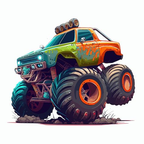 Popular Monster, Background Car, Monster Truck, Premium Vector, Free Download, For Free, Illustrations