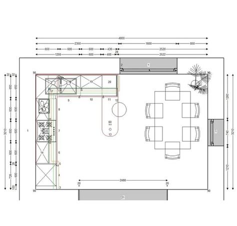 Kitchen Concept Board, Kitchen Plans Layout With Dimensions, Multi Level Kitchen, Modern Kitchen Layouts, Kitchen Dining Room Combo Layout, Dinning Room Flooring, Kitchen Blueprints, Kitchen Plans Layout, Modern Kitchen Layout