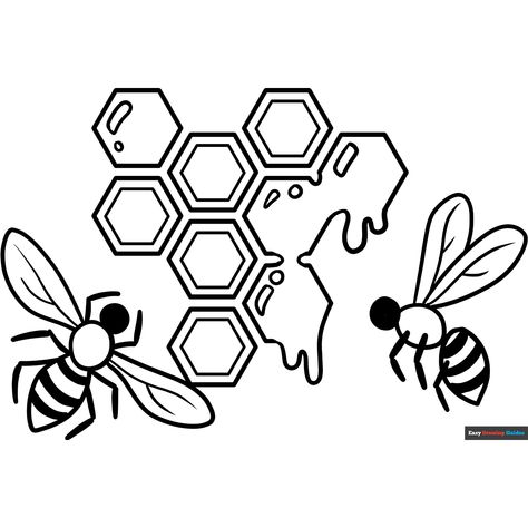 Free Honeycomb Coloring Page for Kids Insect Coloring Pages, Spider Coloring Page, Bug Coloring Pages, Easy Drawing Guides, Free Printable Coloring Sheets, Bee Coloring Pages, Drawing Guides, Cartoon Butterfly, Cartoon Bee