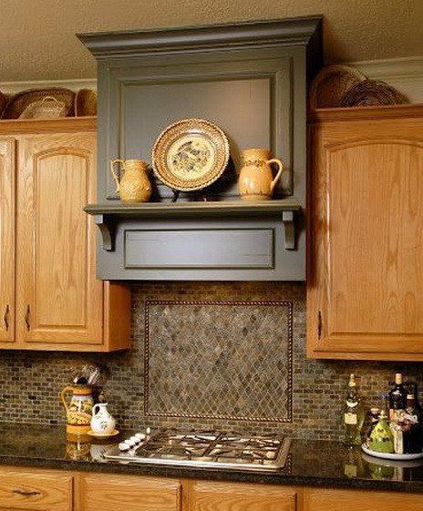 range hood in soaring ceiling Ideas | Vent Hood Home Design Ideas, Pictures, Remodeling and Decor! #RangeHoods Contrasting Range Hood, Range Hood With Shelf Above, Wall Mounted Range Hoods Kitchens, Range Hood Decorating Ideas, Kitchen Hood Decorating Ideas, Range Hood Ideas For High Ceilings, Decorative Range Hood Ideas, Decorative Hood Vent, Range Hood Decor