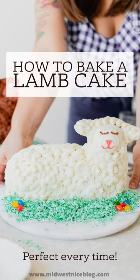 Easter Lamb Cake Recipe, Lamb Cake Easter, Lamb Cake Mold Recipe, Lamb Cake Recipe, Easter Lamb Cake, Cottagecore Baking, Sheep Cake, Easter Meal, Easter Cake Recipes