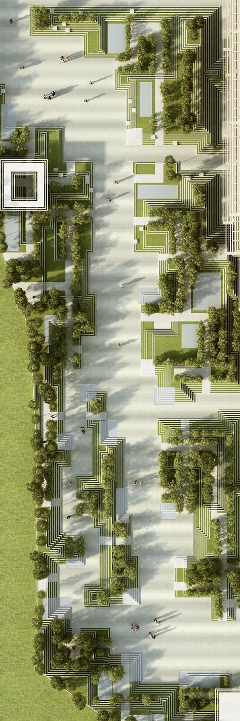 Magic Breeze Landscape / Facade Design on Behance Ecology Design, Urban Landscape Design, Residential Development, Desain Lanskap, Landscape Plan, Landscape Architecture Design, Landscape Designs, Green Architecture, Landscape Plans