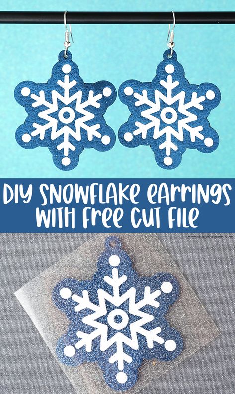 Snowflake Earrings + 9 Free Snowflake Cut Files | artsy-fartsy mama Winter Faux Leather Earrings, Snowflake Monogram, Diy Snowflake, Christmas Crafts Diy Projects, Expressions Vinyl, Snowflake Craft, Snow Flakes Diy, Cricut Craft, Snowflake Earrings