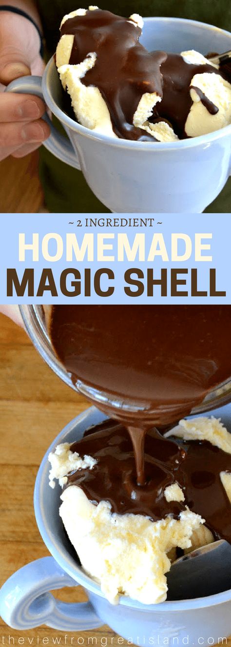 Magic Shell Recipe, Homemade Magic Shell, Ice Cream Sauce, Magic Shell, Easy Ice Cream, Ice Cream Treats, Ice Cream Toppings, Ice Cream Desserts, Sweet Sauce