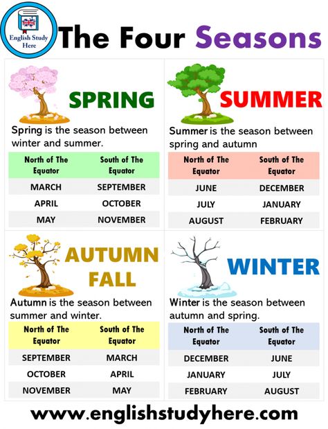 Learn the Seasons in English English Learning Spoken For Kids, Seasons In English, Seasons Lessons, Seasons Worksheets, مشروعات العلوم, Teaching English Grammar, Geography Lessons, Learning English For Kids, English Learning Spoken