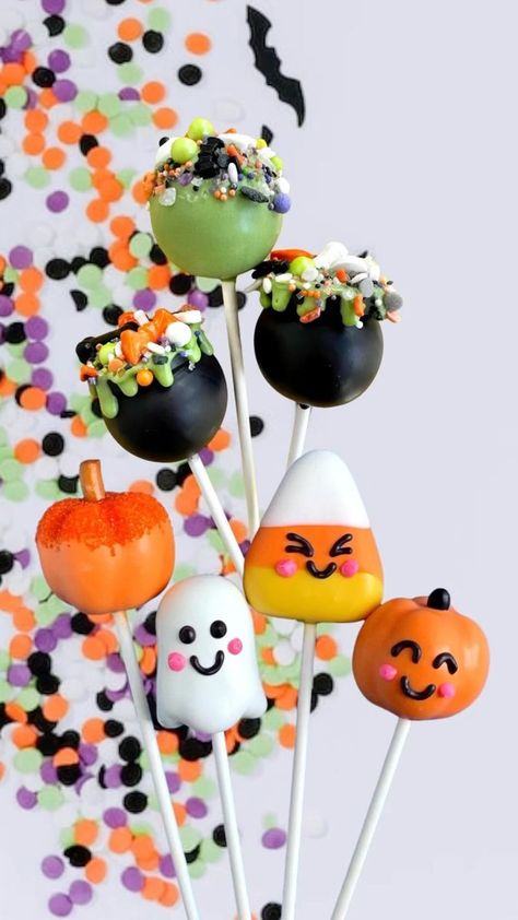 Sweet Whimsy Shop | Cake Pops | Bakery & Tutorials on Reels | MoodMode · Trick-Or-Treat Halloween Easy Cake Pops, Halloween Theme Sweets, Jack O Lantern Cake Pops, How To Make Ghost Cake Pops, Cool Cake Pops, Cute Halloween Cake Pops, Halloween Chocolate Covered Marshmallows, Cake Pops Halloween Cakepops, Halloween Themed Cake Pops