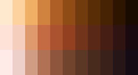 Art Tips/Refs/Techniques! on Twitter: "Skin tone palette by crimepit on tumblr!!!… " Dark Skintone Palettes, Skintone Palettes Digital Art, Skintone Palettes, Drawing Advice, Palette Painting, Hex Color Palette, Color Pallete, Skin Color Palette, Right Light