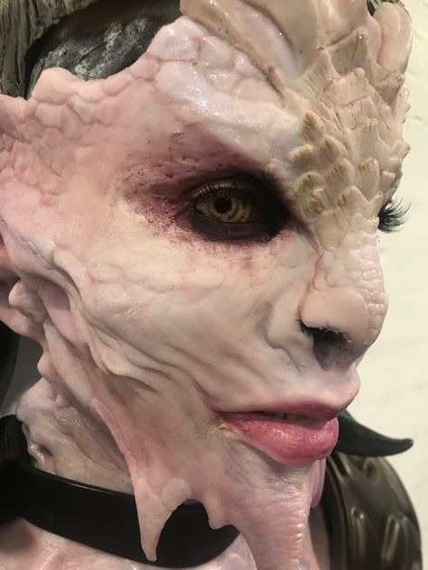 Dragon Prosthetic Makeup, Dragon Sfx Makeup, Prosthetics Makeup, Dragon Makeup, Demon Makeup, Goddess Makeup, Prosthetic Makeup, Alien Queen, Zombie Walk