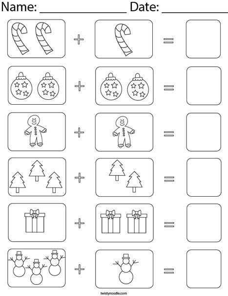 Picture Addition Worksheets, Addition Preschool, Addition Worksheets Kindergarten, Christmas Worksheets Kindergarten, Winter Math Worksheets, Nursery Worksheets, Christmas Math Worksheets, Christmas Math Activities, Christmas Addition