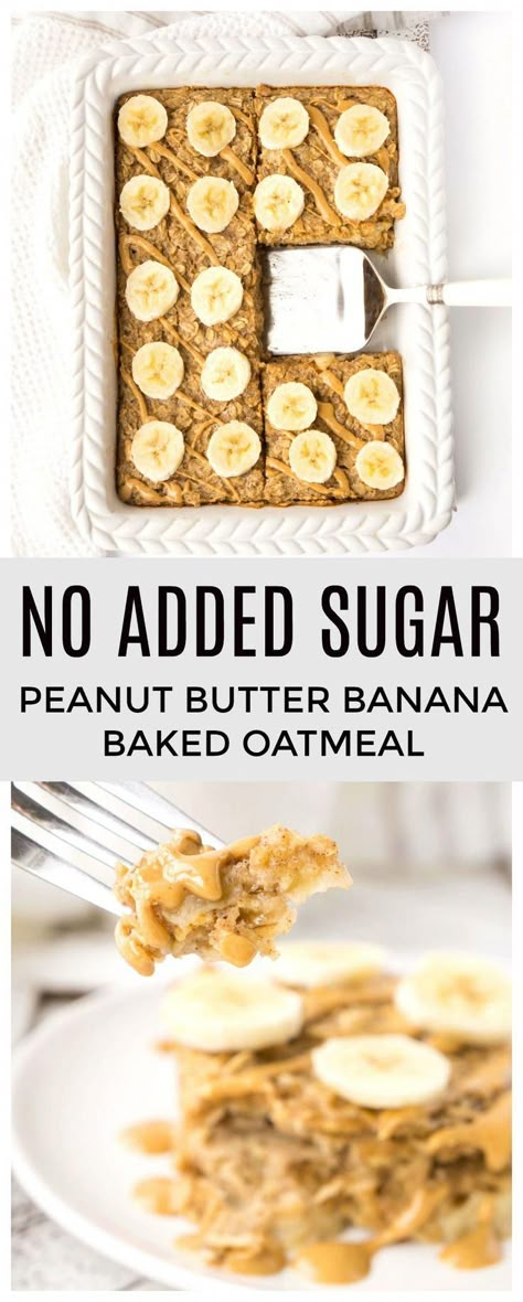 Peanut Butter Banana Oatmeal Bake, Peanut Butter Banana Baked Oatmeal, Banana Baked Oatmeal, Menu Sarapan Sehat, Perfect Healthy Breakfast, Healthy Breakfast Recipe, Peanut Butter Oatmeal, Banana Oatmeal, Oatmeal Breakfast