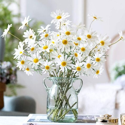 PRICES MAY VARY. 🌼Attention: Artificial daisies ONLY, vase not included. The flowers will be crowded when you receive them. After shaking it, the flowers will be scattered naturally. If some flowers fall down, please don't worry, you can "assemble" them. 🌼Specifications: 10 bunches/pack, including 50 daisy flowers, 5 flowers per bunch.Height: 20.8 inches. The stem is bendable. 🌼Material: silk with injection molding. Our artificial daisy is made of healthy and environmental materials. It's not Flower Bouquet Diy, Daisy Bouquet, Gerber Daisies, White Daisies, Gerbera Daisy, Diy Bouquet, Pink Daisy, White Bouquet, Wedding Table Centerpieces