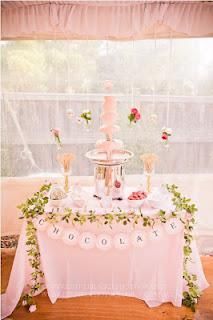 Gorgeous Pink & Gold Sweets Table: White Chocolate Fountain Chocolate Fountain Bar Ideas, Fondue Table, Fondue Station, 50th Birthday Pink, Chocolate Fountain Wedding, Chocolate Fountain Bar, Pink And Gold Theme, Cheese Table, Chocolate Fountain