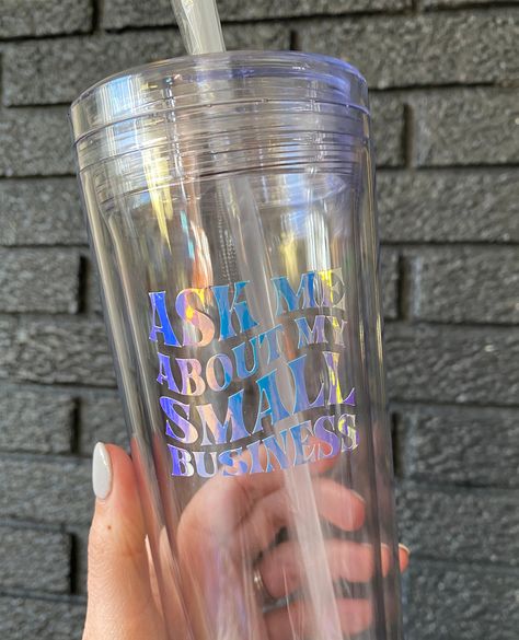 Holographic Vinyl Tumbler, Clear Tumblers With Vinyl Ideas, Tumbler With Vinyl, Clear Tumbler, Clear Tumblers, Vinyl Tumblers, Iridescent White, Cup Tumbler, Plastic Tumblers