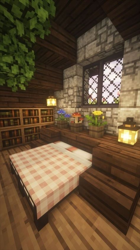 Cottagecore Minecraft Aesthetic, Minecraft Cottagecore Interior, Cottage Fairy Aesthetic, Minecraft Interior Design Bedrooms, Cottagecore Fairy Aesthetic, Minecraft Bedrooms, Minecraft Cottagecore House, Chalet Minecraft, Maine Craft