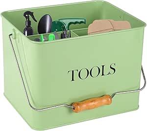 Xbopetda Garden Tool Organizer, Metal Tool Caddy with 3 Compartments, Portable Garden Tool Basket with Handle, Gardening Tool Kit Holder Empty, Garden Tool Storage for Indoor and Outdoor Use - Green Gardening Tool Organization, Mailbox Garden Tool Holder, Mailbox For Garden Tools, Garden Tool Caddy, Garden Tool Organizer, Essential Gardening Tools, Gardening Tool Kit, Tool Caddy, Portable Garden