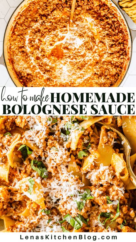 Bring Italy to your own home with a bowl of Pappardelle with Homemade Bolognese Sauce. Featuring a quicker-than-most bolognese sauce loaded with meat, tomatoes, and vegetables, this is a dreamy comfort food everyone is sure to love. Bolognese Sauce Authentic, Pappardelle Recipe, Best Bolognese Sauce, Homemade Bolognese Sauce, Homemade Bolognese, Bolognese Sauce Recipe, Pasta With Meat Sauce, Pappardelle Pasta, Bolognese Recipe