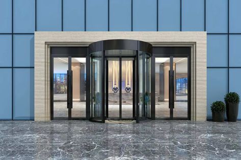 Two Wings Automatic Revolving Door Rotating Door Design, Rotating Doors, Entrance Portal, Nba Quotes, Automatic Doors, Glass Door Design, Shading Device, Revolving Door, Vintage Jugs