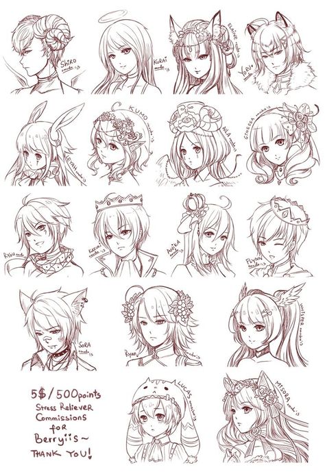 Hair styles Head Sketches, Sketch Head, Pelo Anime, Manga Tutorial, Manga Hair, Art Kawaii, Idee Cosplay, 인물 드로잉, Character Sketches