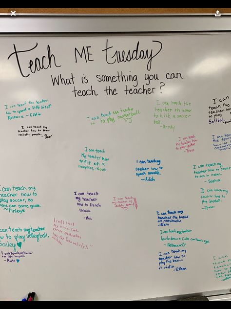 First Day Introduction Activities, Talk About It Tuesday Classroom, Morning Program Ideas, Sixth Grade Classroom Setup, Tell Me Tuesday Questions, Homeroom Teacher Ideas, Classroom Cozy Corner Ideas High School, Teacher White Board Ideas High Schools, Tuesday Classroom Morning Message