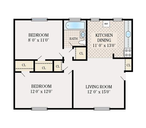 2 Bedroom 1 Bathroom. 700 sq. ft. 2 Bedroom Apartment Floor Plan, 800 Sq Ft House, 1 Bedroom House Plans, 2 Bedroom Floor Plans, Guest House Plans, Garage Guest House, Little House Plans, Basement Floor Plans, 2 Bedroom House Plans