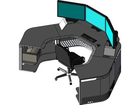 HEXAdesk is a 3D model library of futuristic office furniture that can be used to create unique and inspiring. #Custom_Pc_Desk #Home_Recording_Studio_Setup #Black_Bedroom_Design #Workbench_Designs Custom Pc Desk, Futuristic Office, Home Recording Studio Setup, Black Bedroom Design, Workbench Designs, Cool Room Designs, Modern Home Offices, Computer Gaming Room, Home Studio Setup