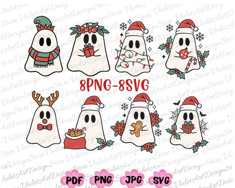 Christmas Art Doodles, Christmas Ghost Drawing, Christmas Ghost Tattoo, Doodle Noel, Christmas Poster Design Ideas, Winter Ghost, December Bujo, Ghost Christmas, Christmas Doodle