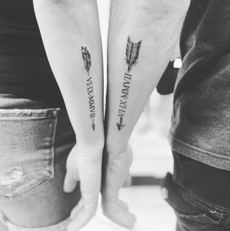 Wedding Date Tattoos, Matching Couple Tattoo, Date Tattoo Ideas, Birthdate Tattoo, Married Couple Tattoos, Marriage Tattoos, Trendy Tattoo Ideas, Date Tattoo, Anniversary Tattoo