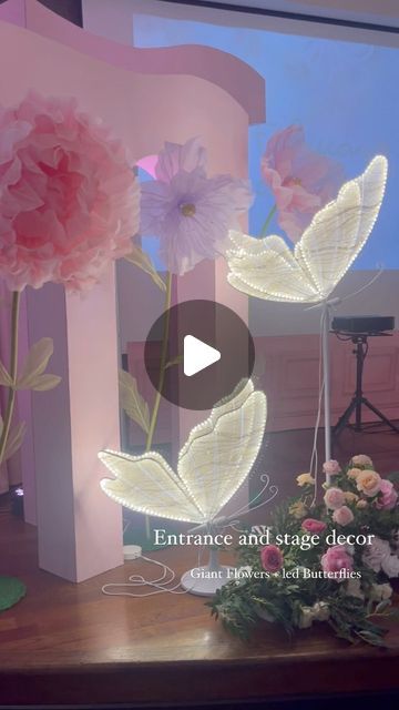 Houstons Wedding and Flower Wall Studio on Instagram: "Tea Party 🎀🫖  Life size butterflies x Giant Flowers  custom floral pieces   Your special day celebration becomes tomorrow’s lasting memories !!   2024 Bookings are now open !  Send us a text to inquire about your next booking !  📲 +1 (832) 259-8894" Butterfly Wedding Ideas, Quince Decorations, Giant Flowers, Butterfly Effect, Houston Wedding, Now Open, Life Size, Your Special, Quince