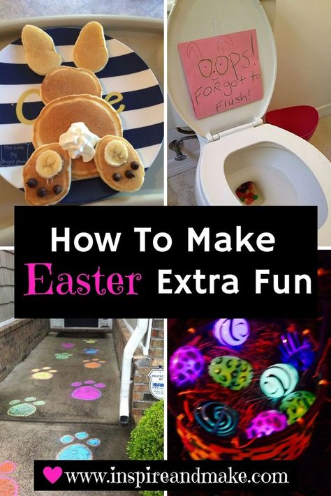 Are you looking for Extra Fun Tips and Ideas for planning Easter? Inspireandmake.com has a lot of great ideas to make Easter extra special for toddlers, kids, teens, and adults. Easter Bunny Pancakes, Easter Breakfast, Holiday Kids, Easter Specials, Easter Basket Ideas, Easter Games, Diy Ostern, Easter Basket Diy, Toddler Easter