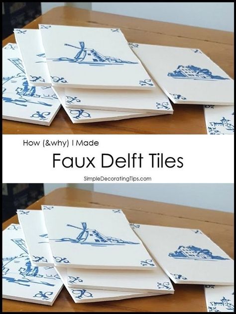 How I Made Faux Delft Tiles - SIMPLE DECORATING TIPS Wide Plank Laminate Flooring, Couple House, Bookshelf Makeover, Topiary Diy, Simple Decorating, Faux Tiles, Corner Cupboard, Delft Tiles, Christmas Is Over