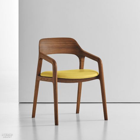 Noé Duchaufour-Lawrance’s Charlotte chair in American walnut by Bernhardt Design. Office Wooden Chair, Modern Wooden Chair, Small Office Chair, Chair Wooden, Chair Design Wooden, Farmhouse Dining Chairs, Wooden Chairs, Diy Chair, Chair Decorations